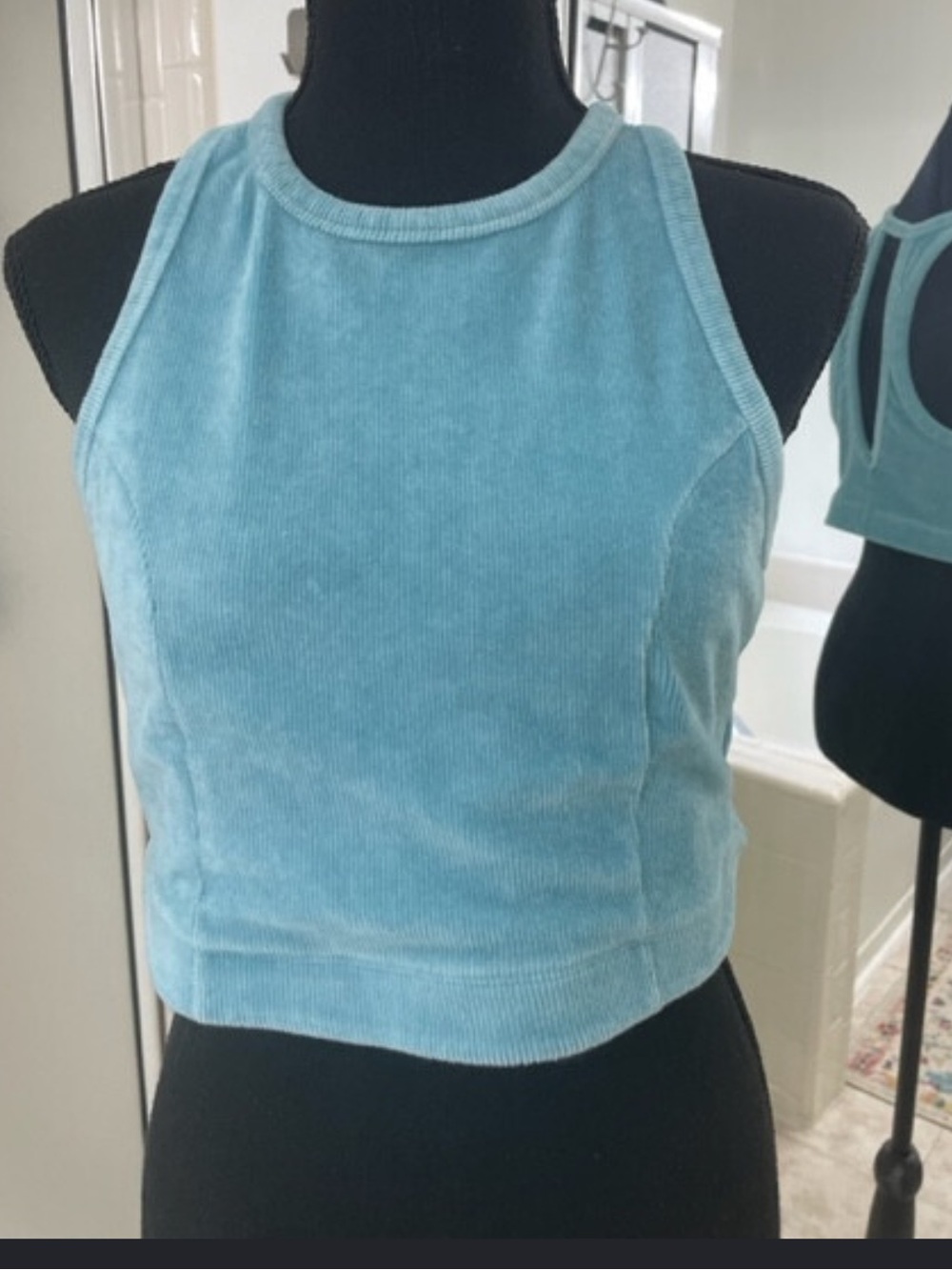 New aerie Light Blue Corduroy Crop Tank Top